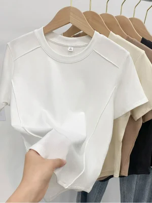 short-sleeved slim T-shirt for women 2024 summer