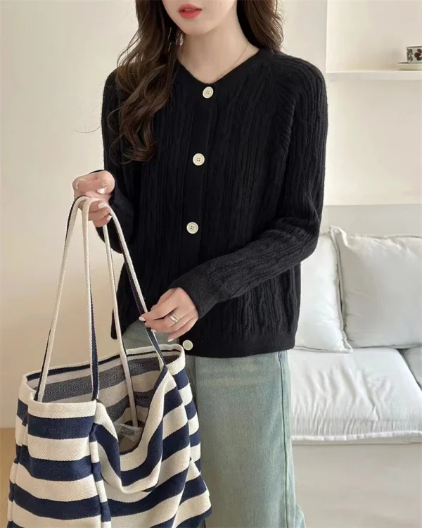 Korean Fashion Solid Knitted Cardigan Women Autumn - Image 10