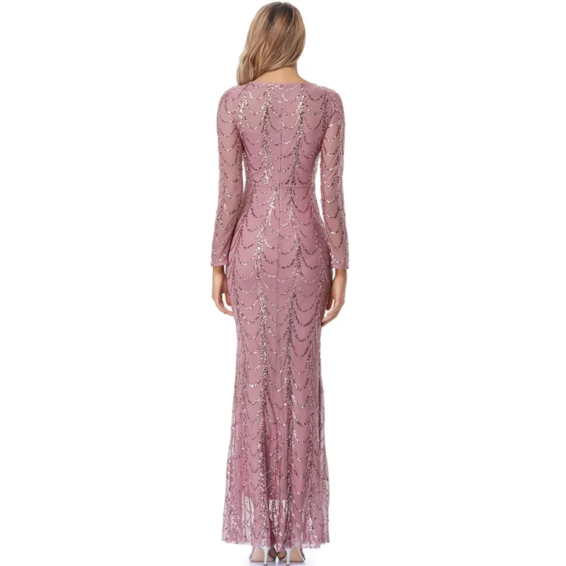 Sexy vintage Green Sequin Bodycon Maxi Party Dress - Image 17