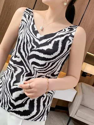 Print Sleeveless Bottoming Knitted Top