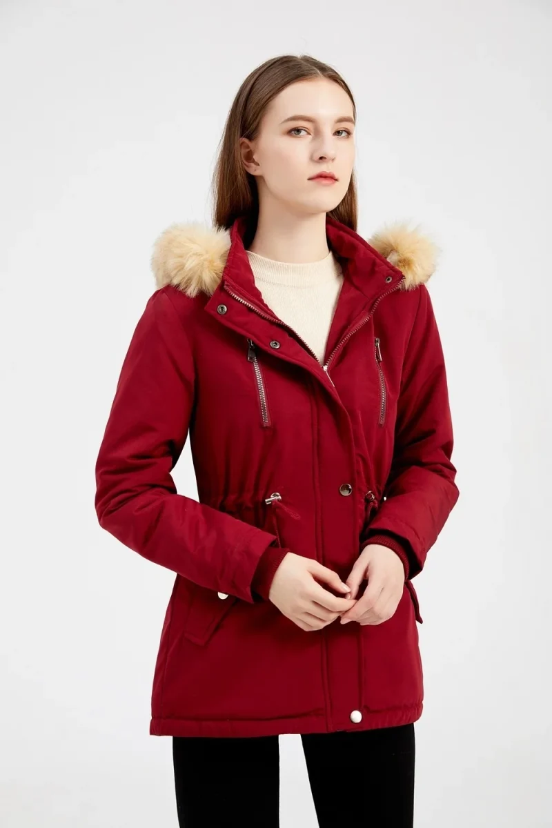 Female Coat Winter Thick Super Warm Berber Fleece Lining Hooded Jacket - Image 12