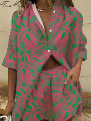 Summer Casual Print Two Piece Set Women