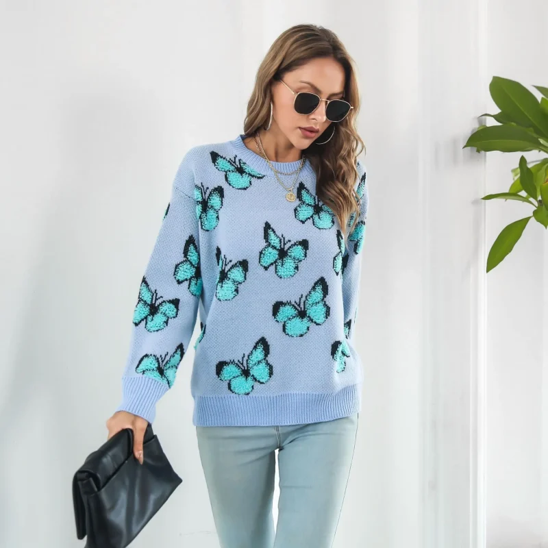 Butterfly Sweater Women's Autumn Winter Long Sleeve - Image 12