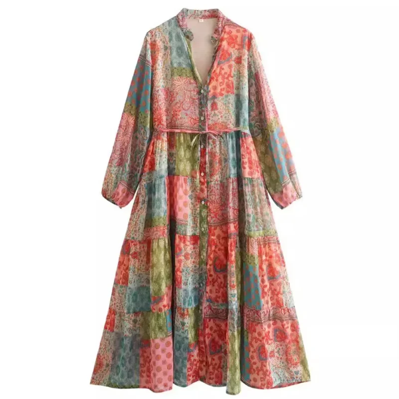 Women's V Neck Dress 2024 New Fashion - Image 2