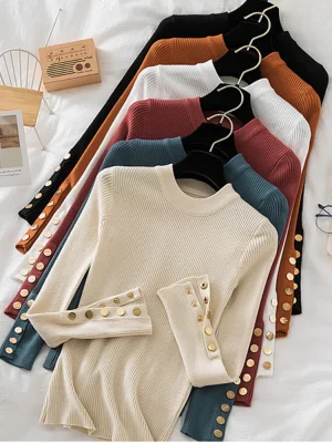 Women Thick Sweater Pullovers Khaki Casual Autumn