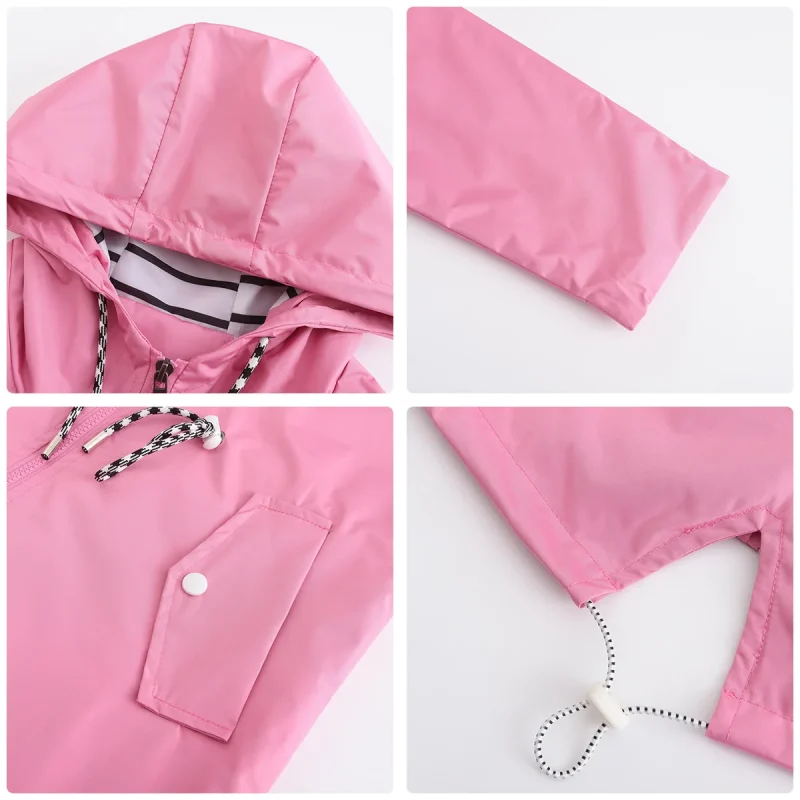 Women Outdoors Windbreaker Coat Black Raincoat Fall Long Sleeve Jackets - Image 11