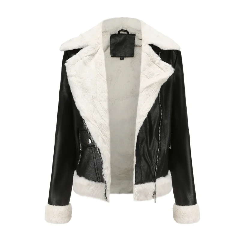 Winter Fleece Lined Thick Warm Leather Jacket Women - Image 10