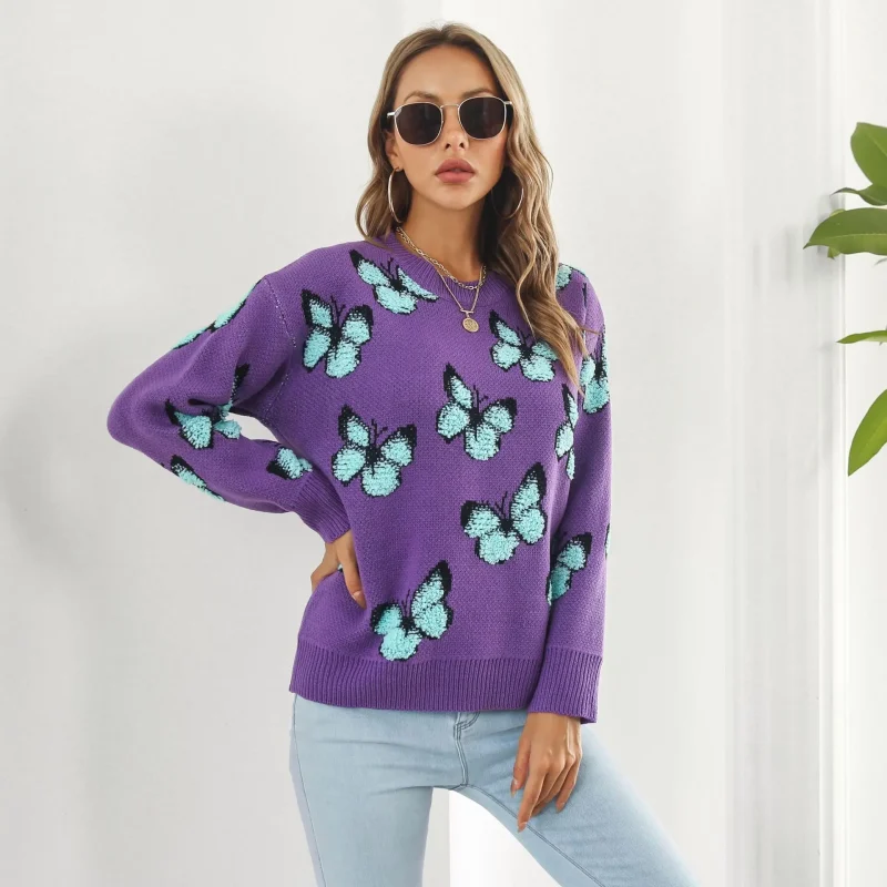 Butterfly Sweater Women's Autumn Winter Long Sleeve - Image 18