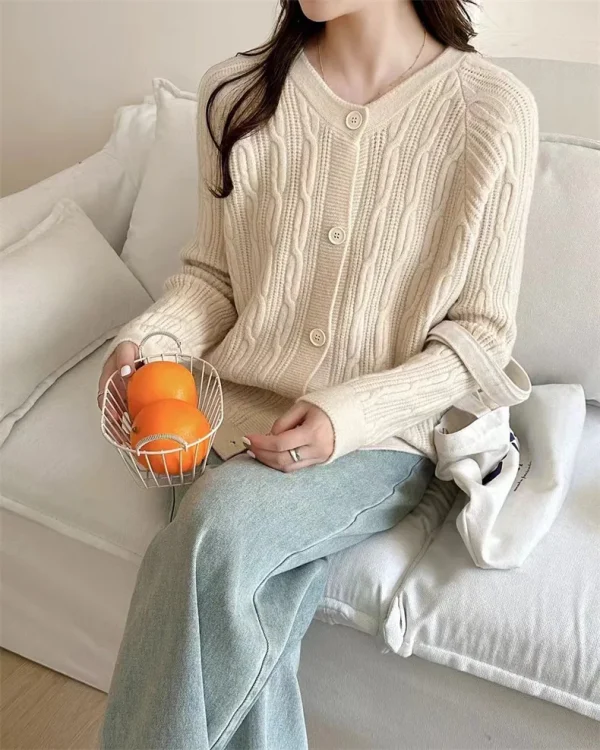 Korean Fashion Solid Knitted Cardigan Women Autumn - Image 9