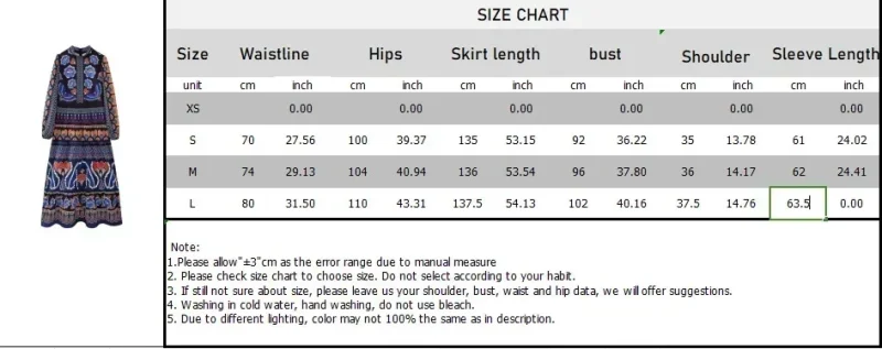Vintage Print Dress Women Elegant Fashion Long Sleeves Soft Chic - Image 8