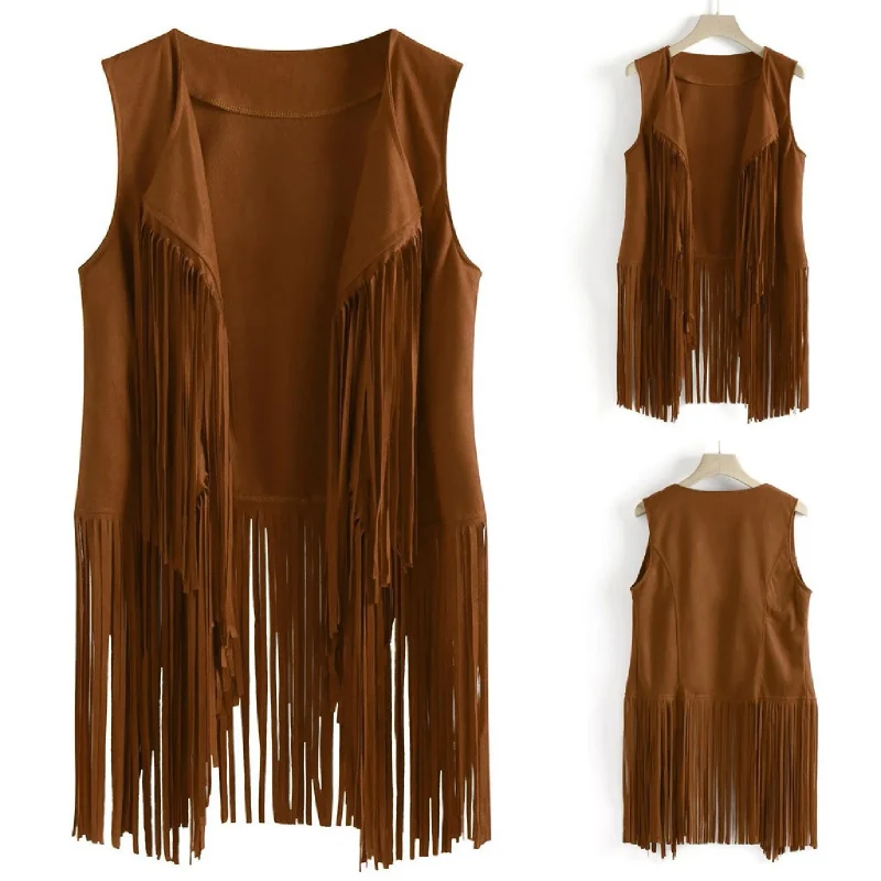 Women Suede Cardigan Waistcoat Outerwear Spring Fashion
