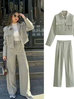 Elegant Set Two Piece Women’s Tracksuit High Casual