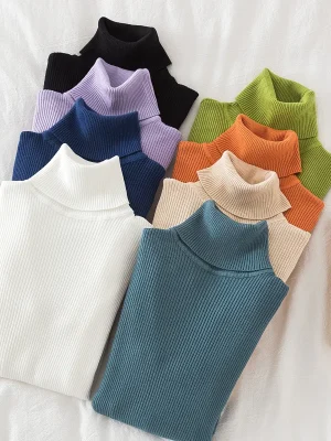 Women Turtleneck Sweater Knitted Soft Pullovers cashmere Jumpers