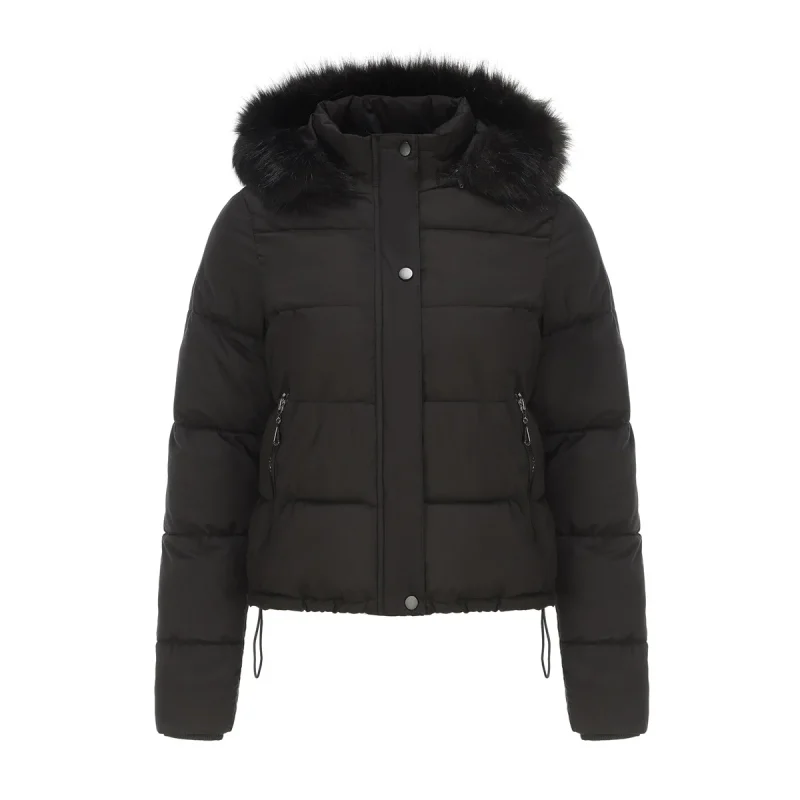Women Jacket Winter 2023 Hooded Fur Collar Thick Warm Cotton - Image 6