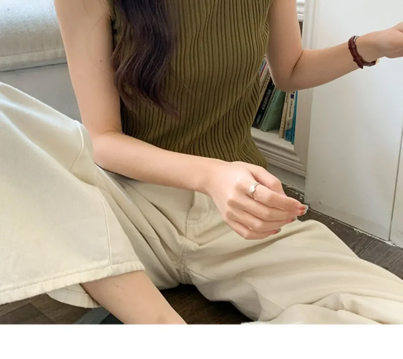 Korea Knitted Vests Women Top O-neck Solid Tank - Image 8