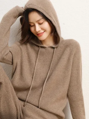 Sweater Hoodie Collar Casual Long Sleeve Pullover Cashmere Knitted Coat