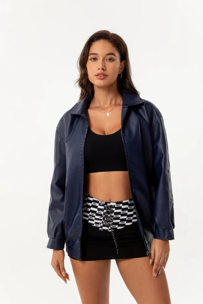 Leather Jacket Women Spring Autumn Oversize Long Sleeve - Image 10