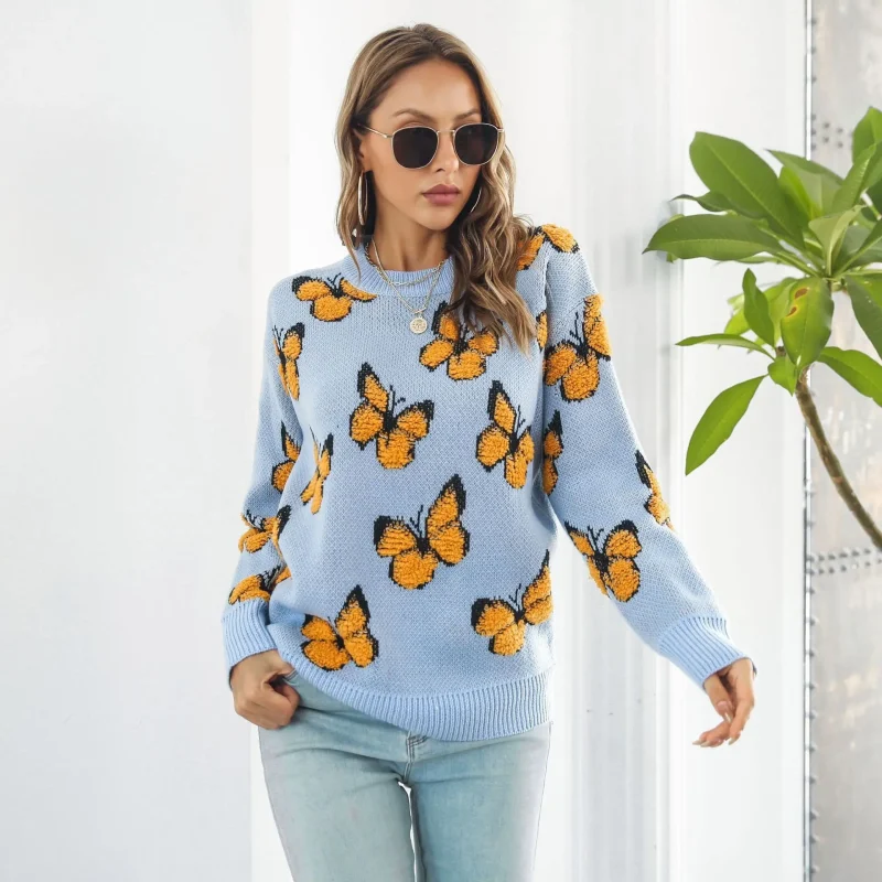 Butterfly Sweater Women's Autumn Winter Long Sleeve - Image 15