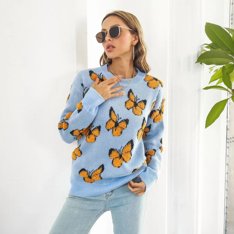 Butterfly Sweater Women's Autumn Winter Long Sleeve - Image 13