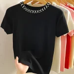 Korea Knitted T-shirt Women Top Solid Tank - Image 4