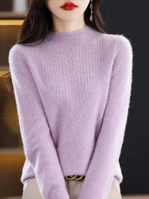 Wool Knit Sweater Women Pullover Long Sleeve