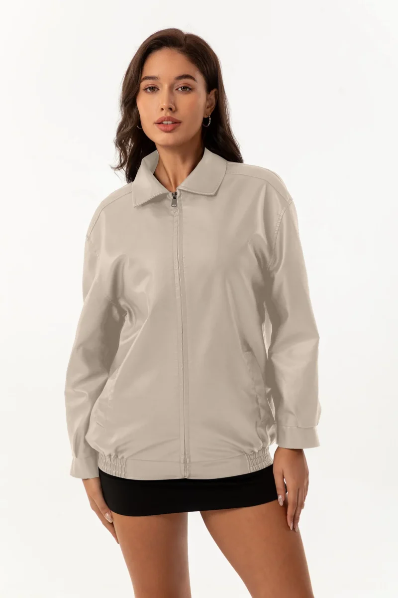 Leather Jacket Women Spring Autumn Oversize Long Sleeve - Image 11