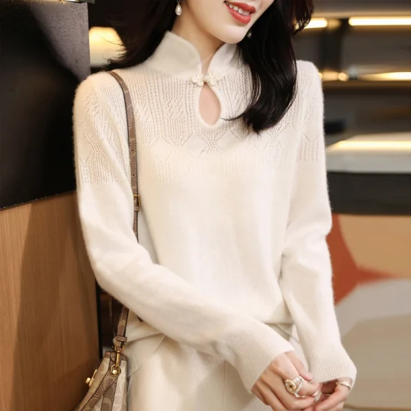 Pullover Chinese Style Buckle Cashmere Knitwear Bottoming Tops - Image 4