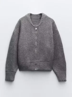 Knitted Zipper Sweater for Women