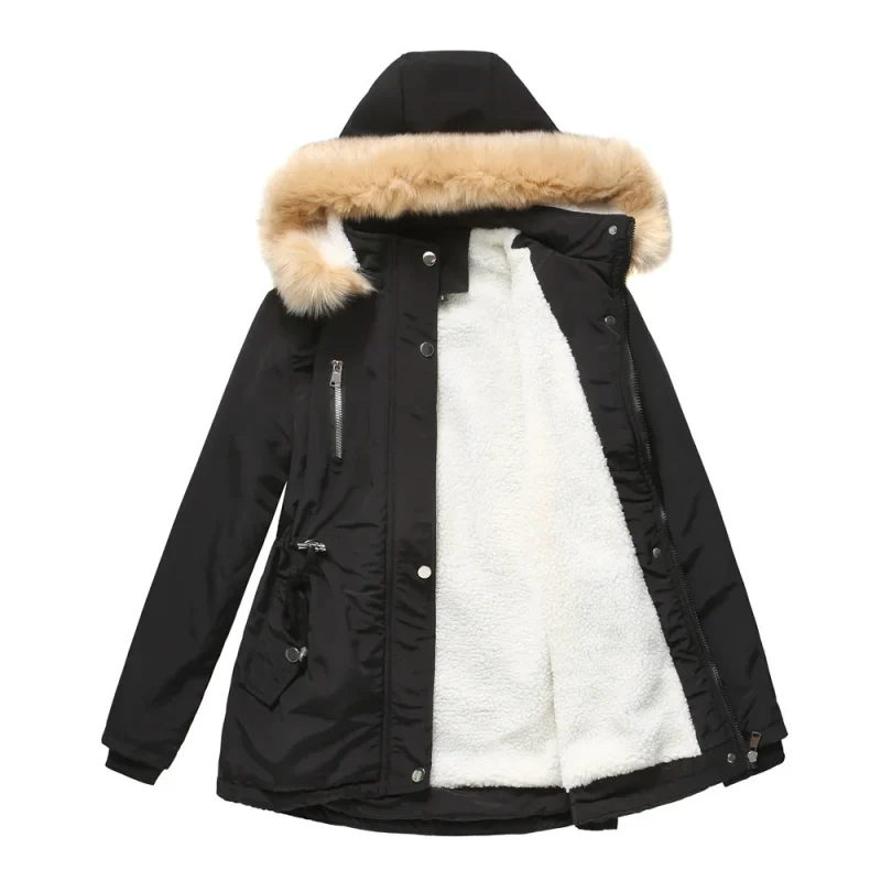 Female Coat Winter Thick Super Warm Berber Fleece Lining Hooded Jacket - Image 14