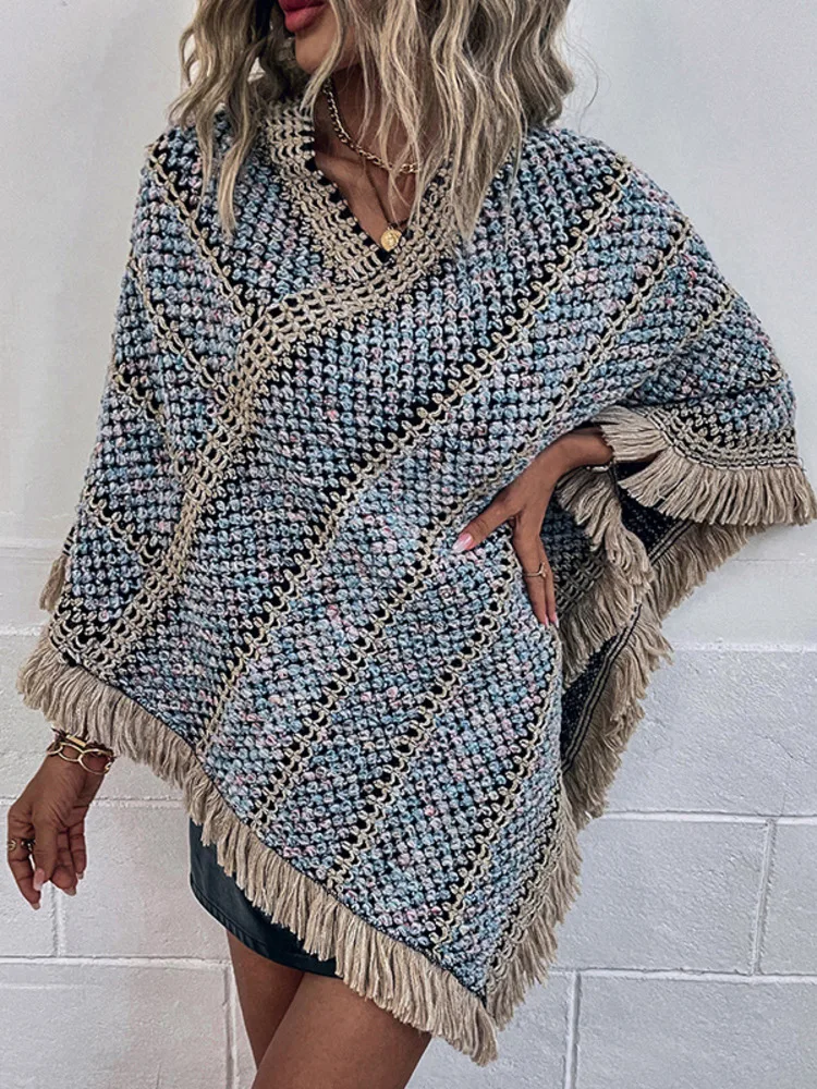 Sweater Coat Women Oversize Loose Knitted Poncho Female - Image 3