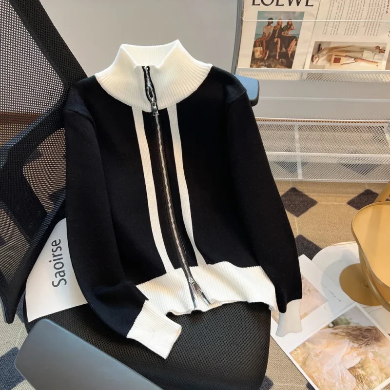 Zipper Knitted Cardigan Outerwear Women Korean Fashion Autumn - Image 10