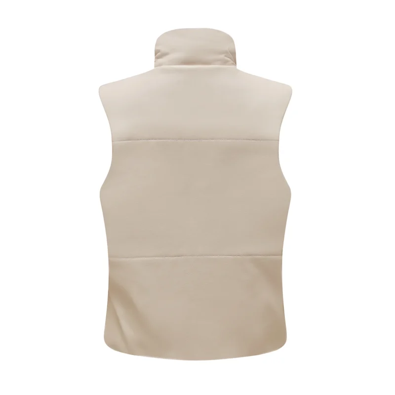 Winter Pu Leather Vest Cotton Coat Single Breasted Sleeveless Jackets - Image 11