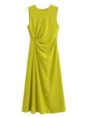 Ruched Bodycon Dress Woman Sleeveless Long Dresses For Women