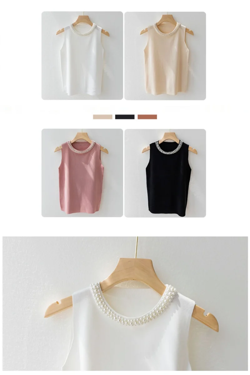 Korea Knitted Vests Women Top Solid Tank Blusas - Image 7