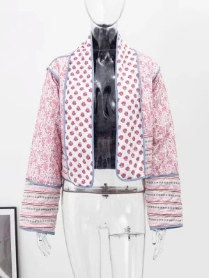 Printed Flower Quilted Reversible Jacket