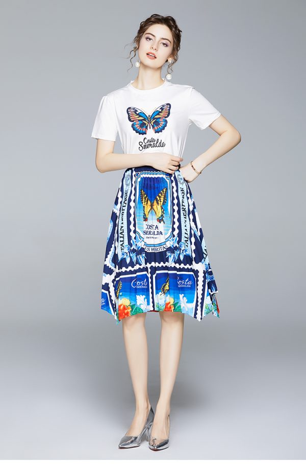 Women’s Printed High-Waist Two-Piece Set Dress - Summer Style