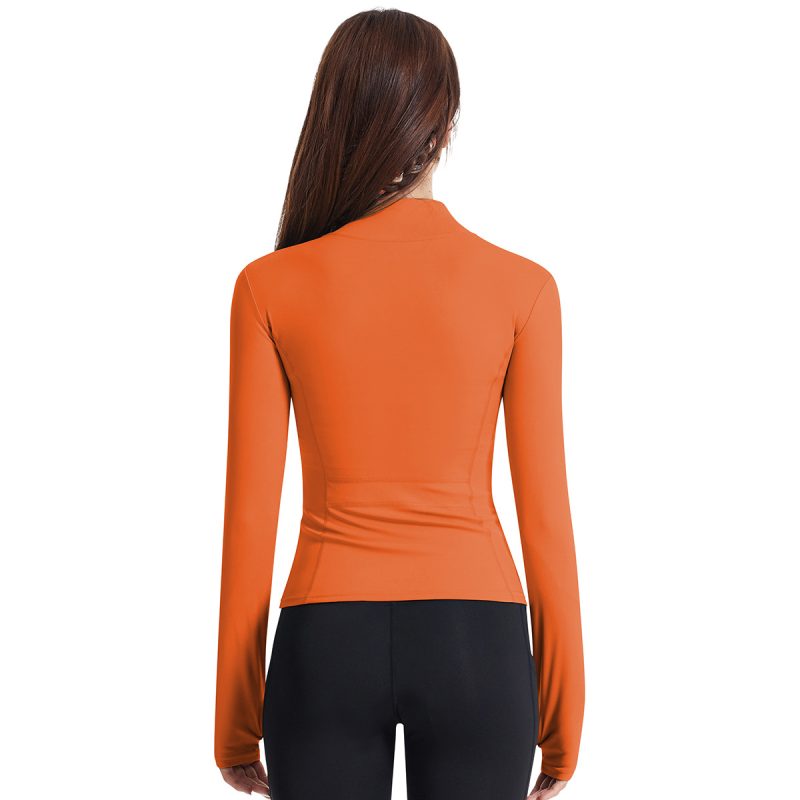 Women’s Outdoor Running Finger Zipper Workout Top - Yoga Coat - Image 4