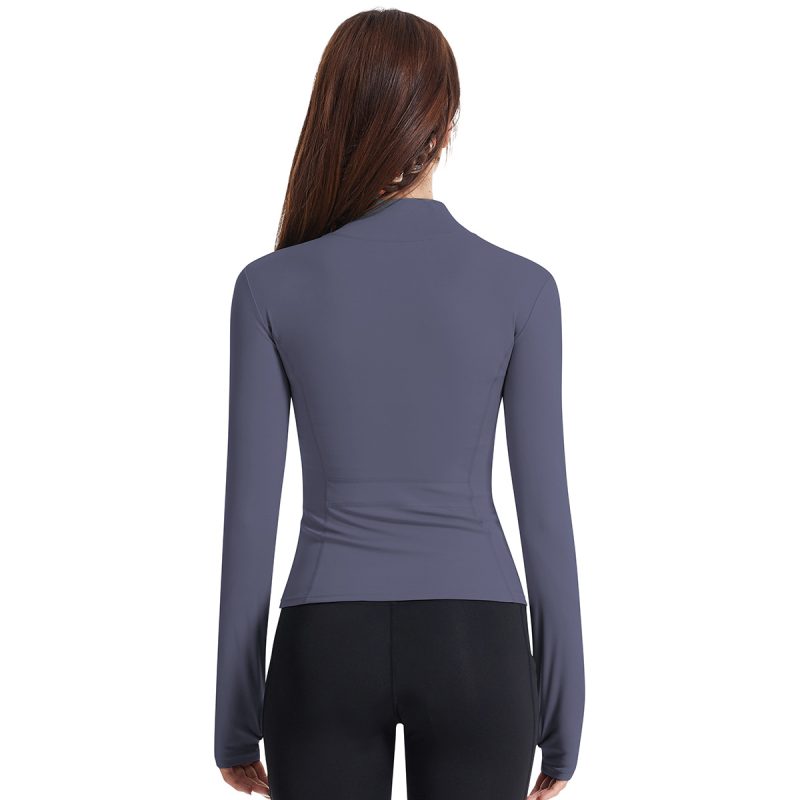 Women’s Outdoor Running Finger Zipper Workout Top - Yoga Coat - Image 6