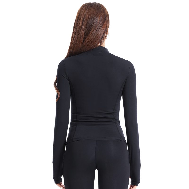 Women’s Outdoor Running Finger Zipper Workout Top - Yoga Coat - Image 8