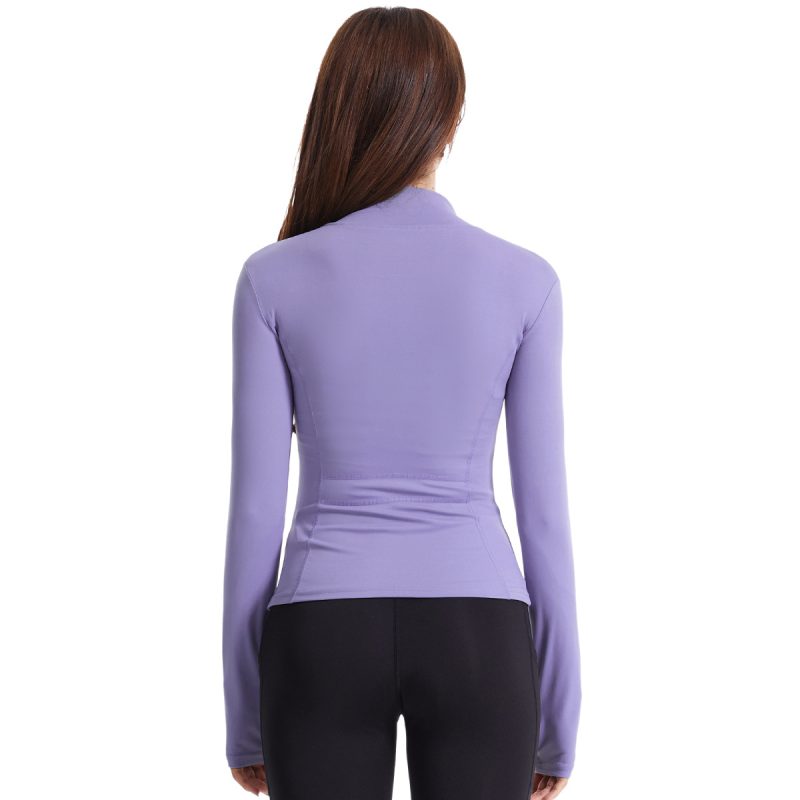 Women’s Outdoor Running Finger Zipper Workout Top - Yoga Coat - Image 10