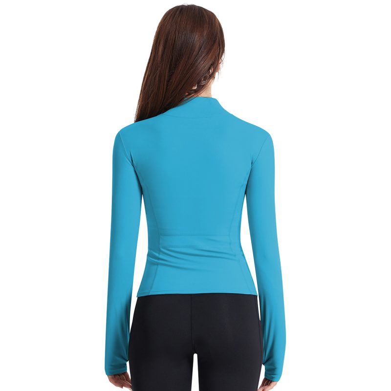 Women’s Outdoor Running Finger Zipper Workout Top - Yoga Coat - Image 14