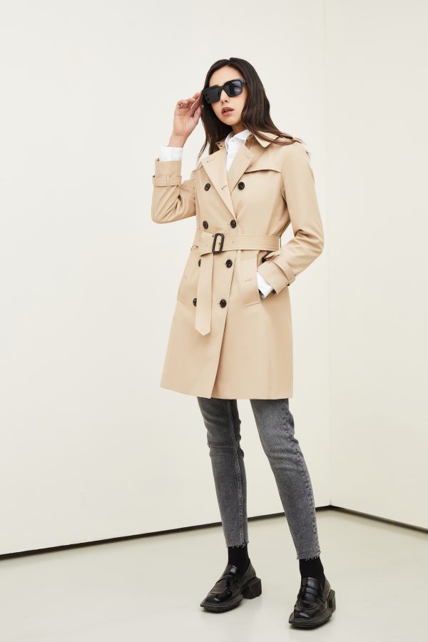 Mid-Length Anti-Wrinkle Trench Coat for Women - British Style - Image 2