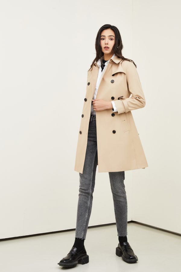 Mid-Length Anti-Wrinkle Trench Coat for Women - British Style - Image 4