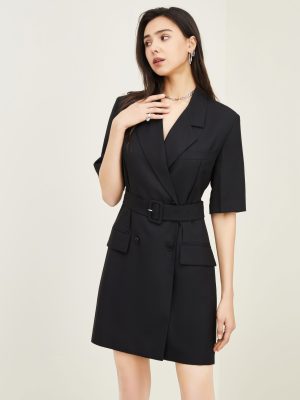 Mid-Length Office Suit Dress for Women – Waist Controlled Design