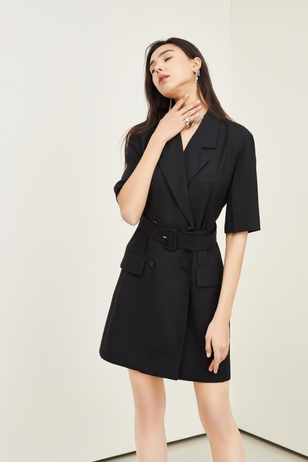 Mid-Length Office Suit Dress for Women - Waist Controlled Design - Image 3