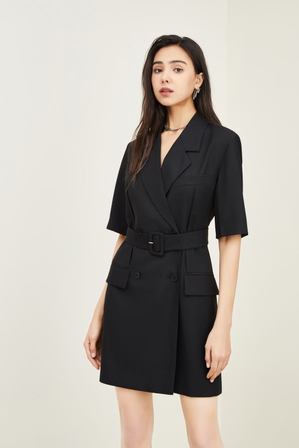 Mid-Length Office Suit Dress for Women - Waist Controlled Design - Image 4