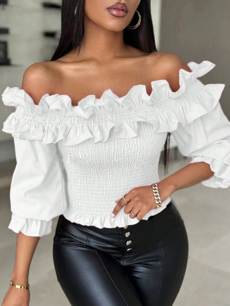 Women’s Spring Slim Solid Off Shoulder Top - Image 3