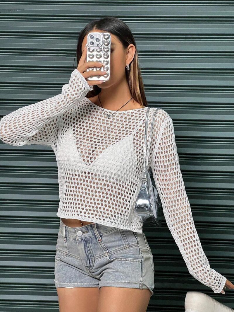 Women’s Summer Crocheted Solid Top - Image 2