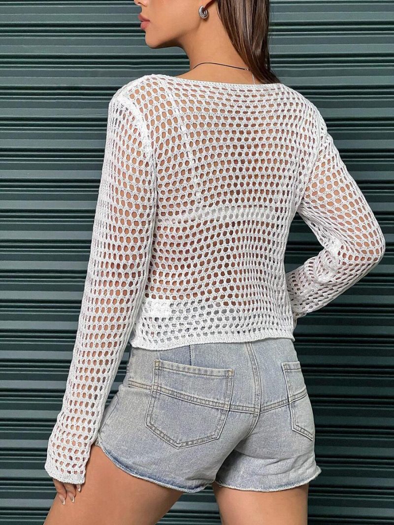 Women’s Summer Crocheted Solid Top - Image 4