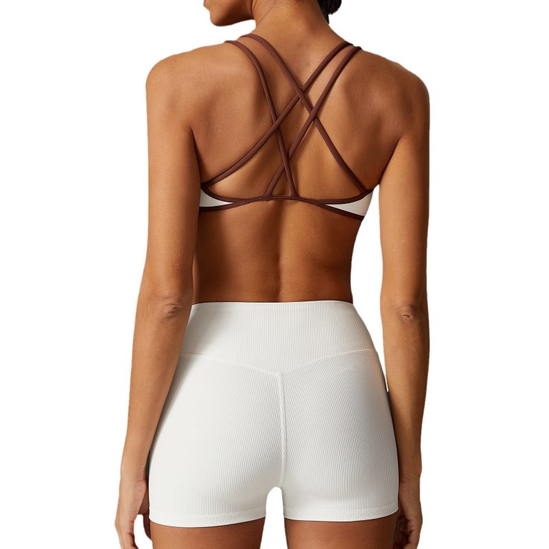 Spaghetti Strap Sports Bra & High Waist Shorts Yoga Set - Image 3